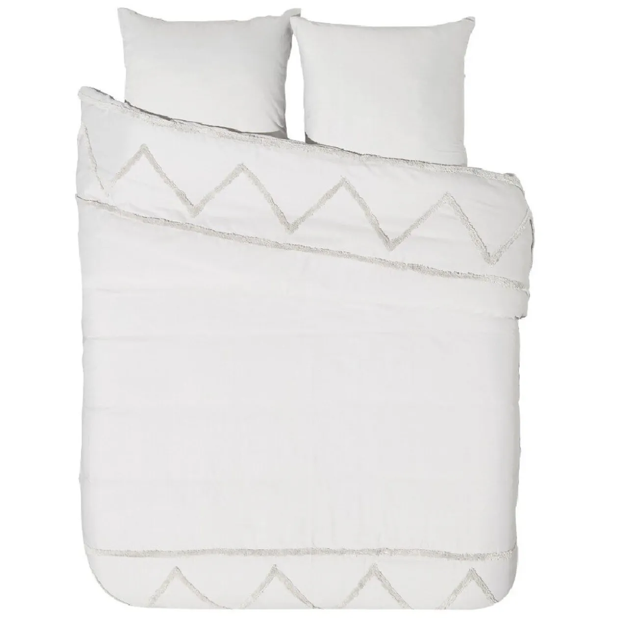 Parure de lit tufté unie gris clair 2 personnes