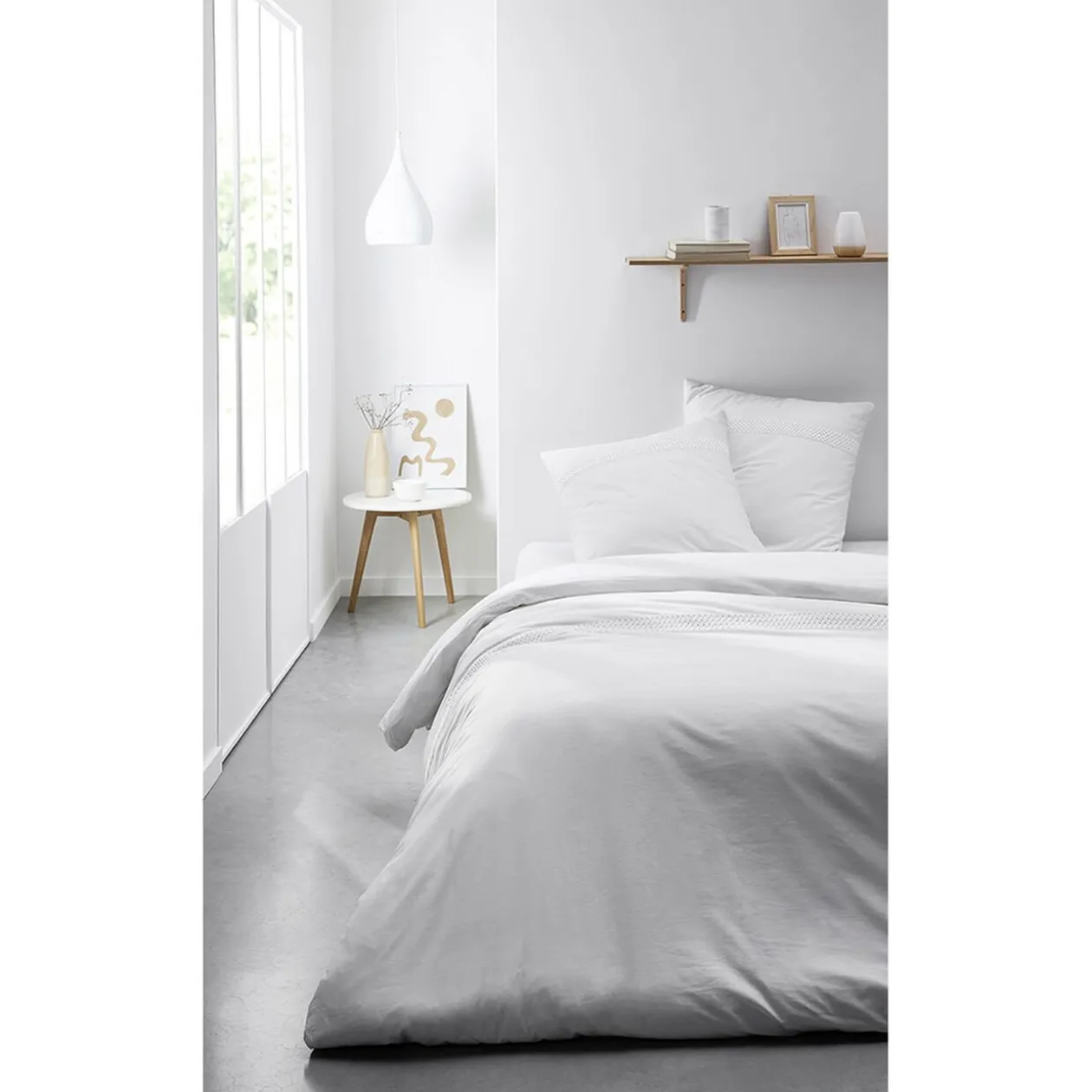 Parure de lit 240x220 cm percale de coton Blanc
