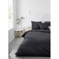Parure de lit 260x240 cm percale de coton Gris