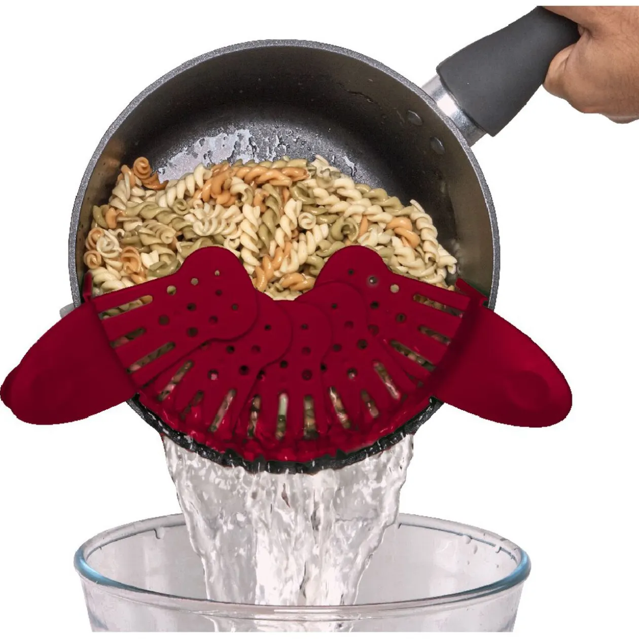 Passoire pliable et adaptable rouge