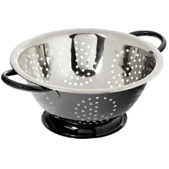 Passoire ronde en inox noir et gris