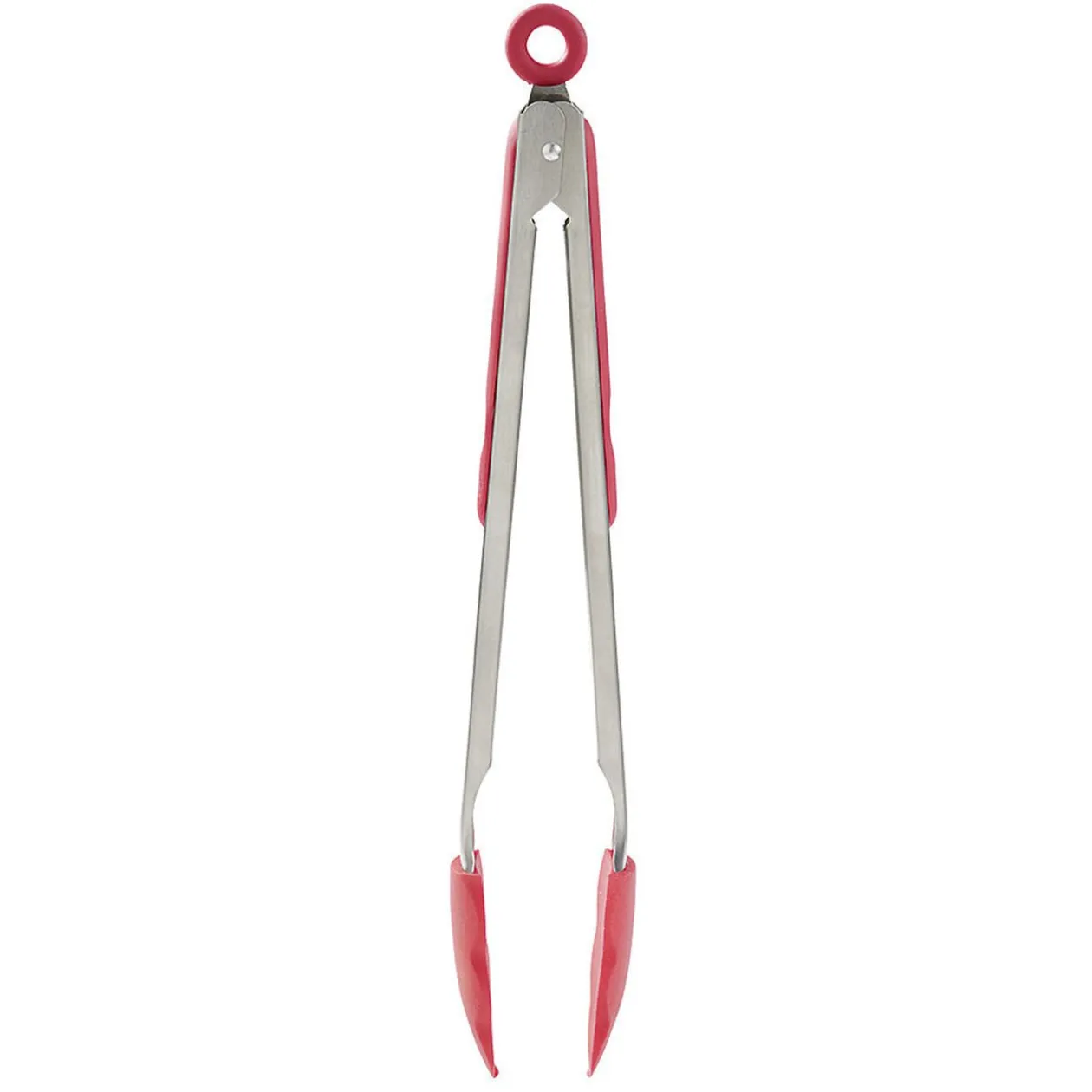 Pince à viande en inox plastique rouge gris