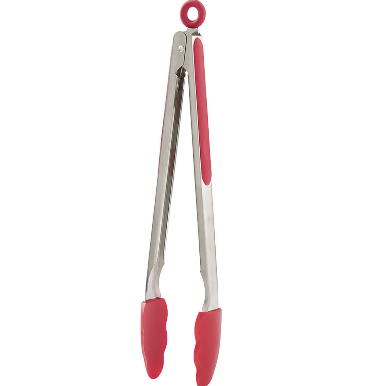 Pince à viande en inox plastique rouge gris