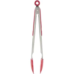 Pince à viande en inox plastique rouge gris