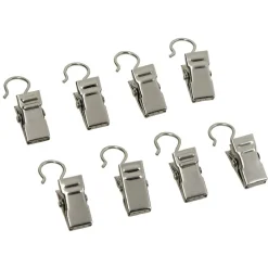 Pince clip métal gris chromé x8