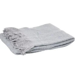 Plaid à carreaux imitation mohair acrylique gris clair