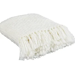 Plaid à franges blanc