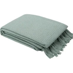 Plaid à franges nid d'abeille vert clair
