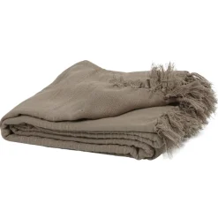 Plaid à franges taupe