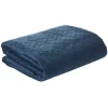 Plaid 2 personnes imitation velours bleu nuit