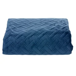 Plaid 2 personnes imitation velours bleu nuit