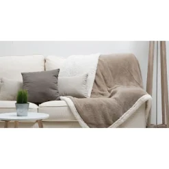 Plaid bi matière beige