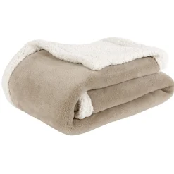 Plaid bi matière beige