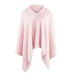 Plaid châle en polaire uni rose