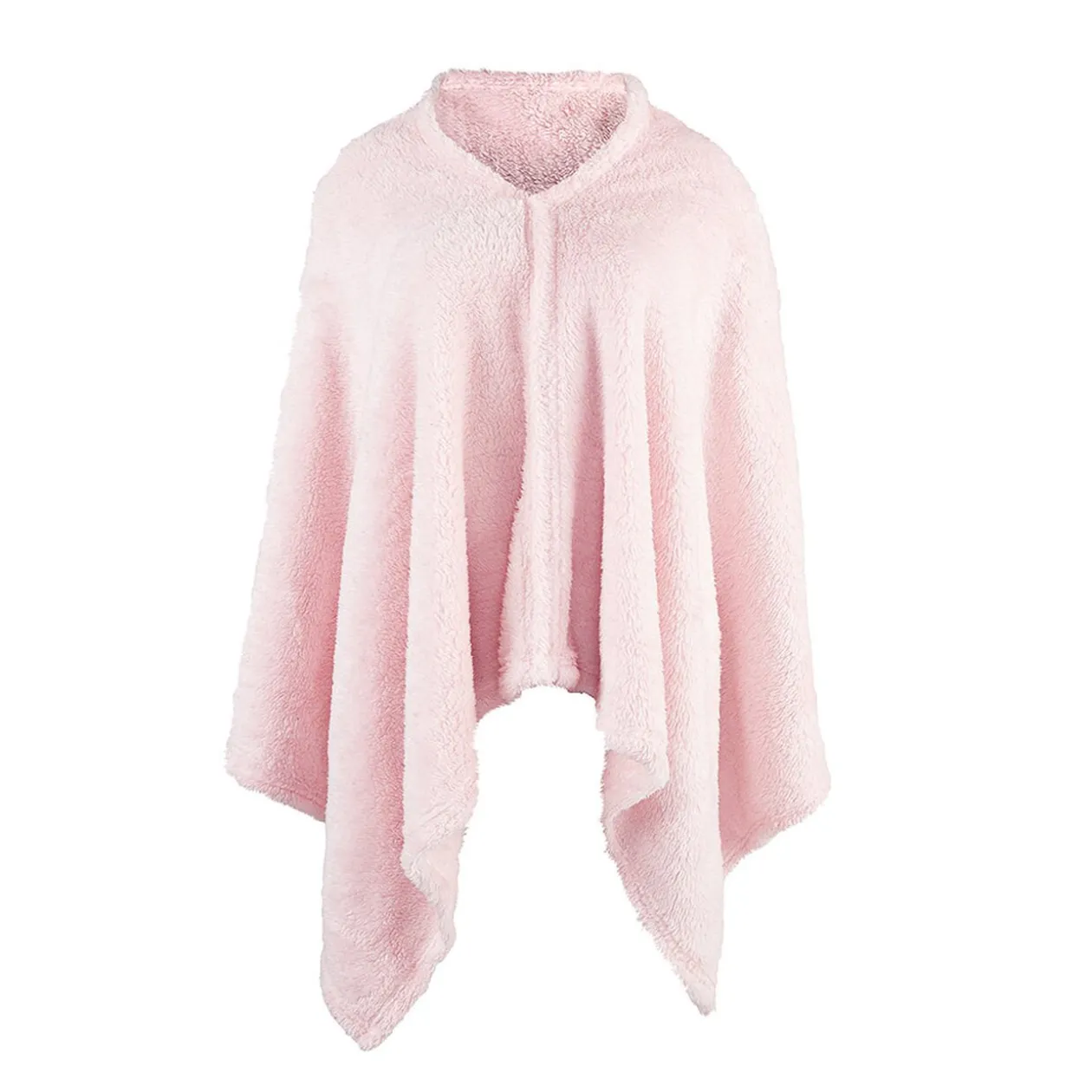 Plaid châle en polaire uni rose