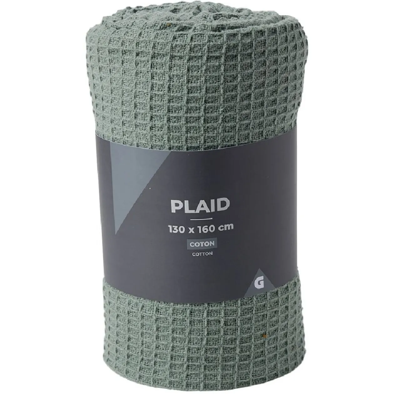 Plaid coton gaufré 130x160cm vert