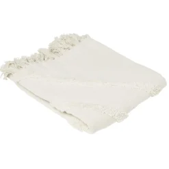 Plaid coton tufté à franges 130x150cm