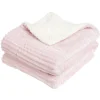 Plaid côtelé uni rose avec dos sherpa 130x160 cm