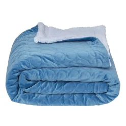 Plaid dos Sherpa blanc bleu polyester 300 g/m²