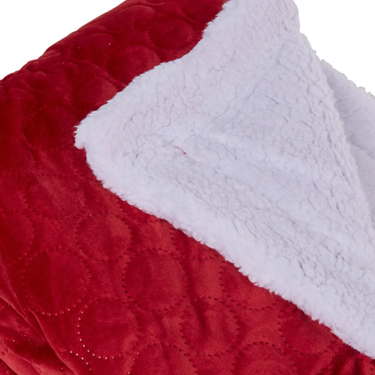 Plaid dos Sherpa blanc bordeaux polyester 300 g/m²