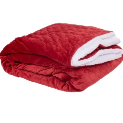 Plaid dos Sherpa blanc bordeaux polyester 300 g/m²