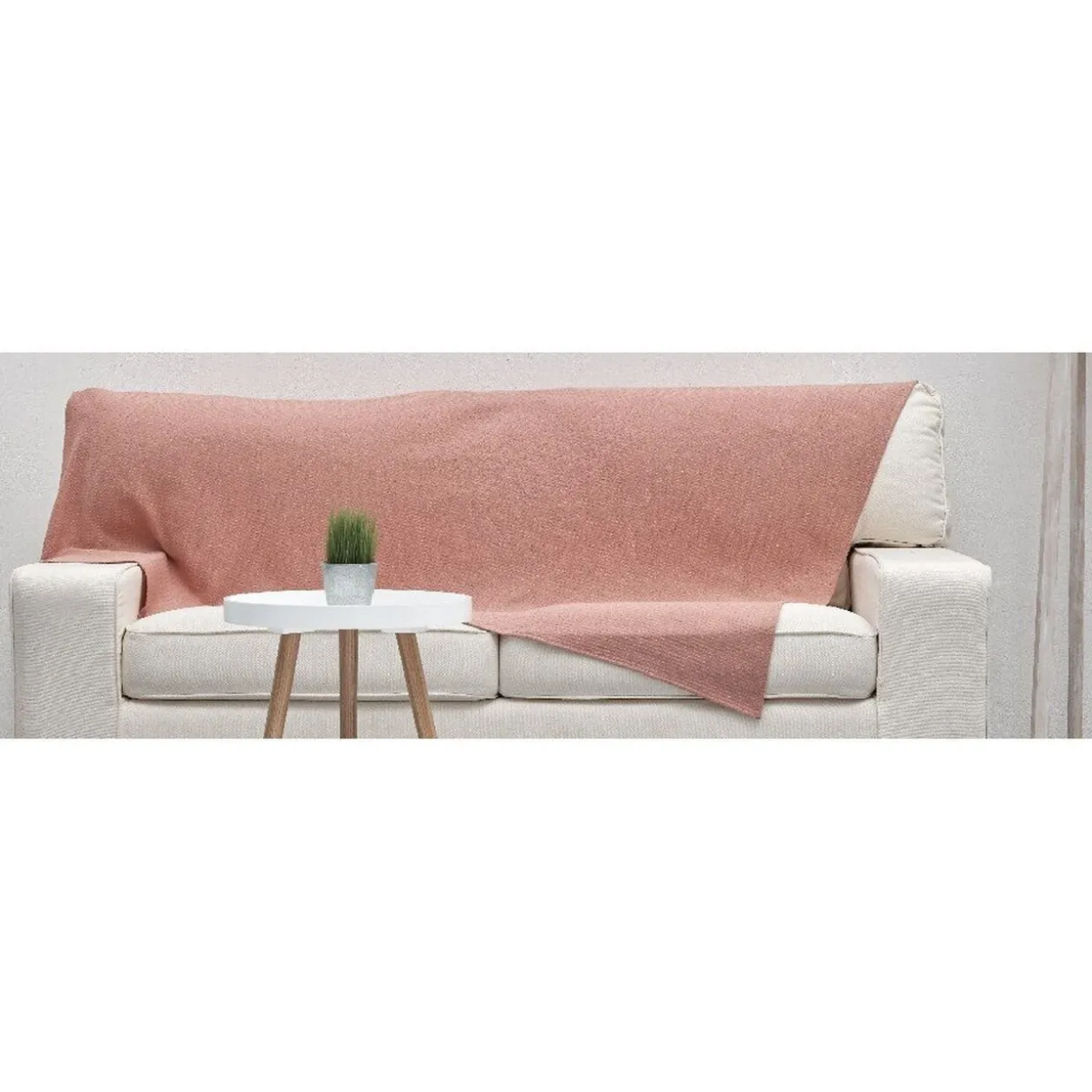 Plaid en coton nid d'abeille vieux rose 1 place