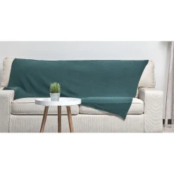 Plaid en coton uni 1 place vert foncé