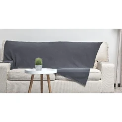 Plaid en coton uni 1 place gris foncé