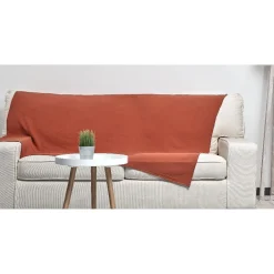 Plaid en coton uni 1 place rouge brique terracotta