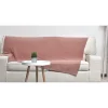 Plaid en coton uni 1 place vieux rose