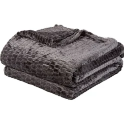 Plaid en flanelle avec relief uni 130x160 cm