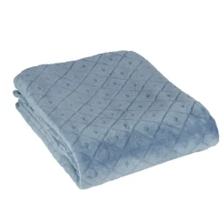 Plaid en flanelle uni bleu relief losange