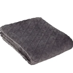 Plaid en flanelle uni gris relief losange