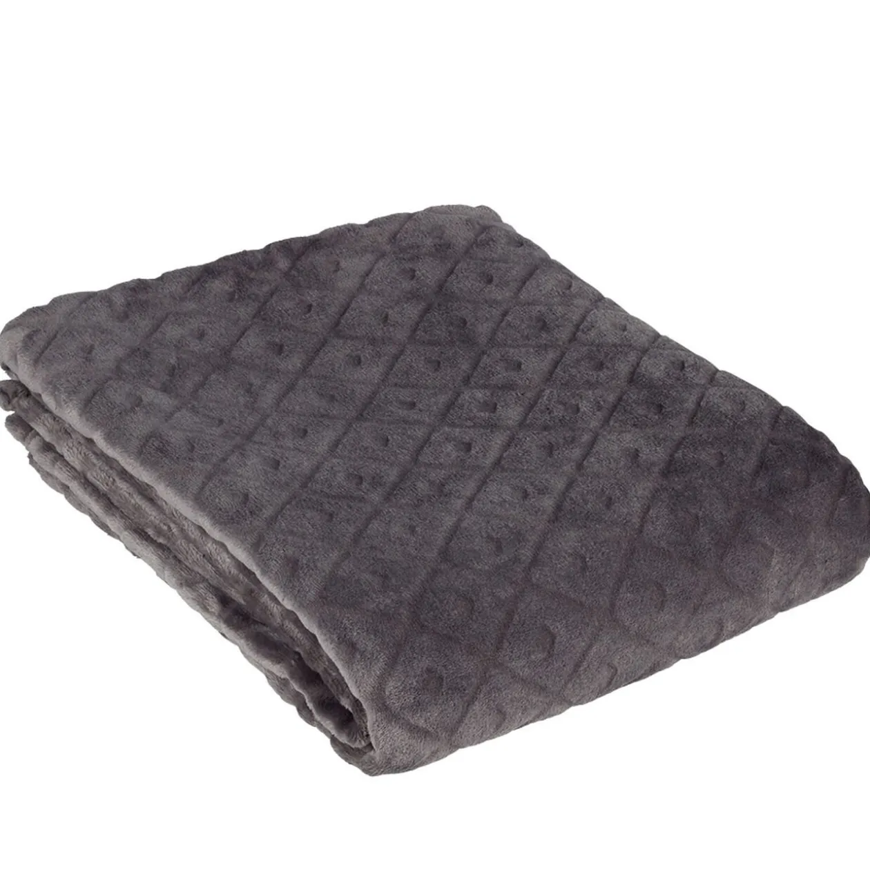 Plaid en flanelle uni gris relief losange