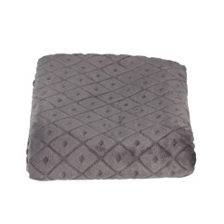 Plaid en flanelle uni gris relief losange