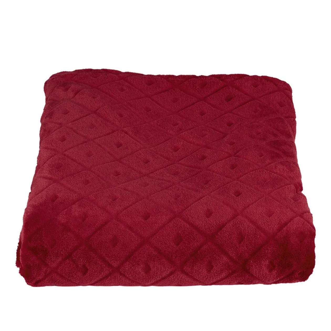 Plaid en flanelle uni rouge relief losange