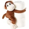 Plaid enfant blanc et peluche singe