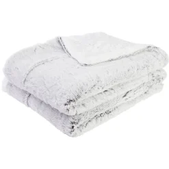 Plaid fausse fourrure dos sherpa gris et blanc 130x160cm