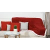 Plaid fausse fourrure double face blanc et rouge