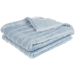 Plaid flanelle à franges uni 127x152 cm