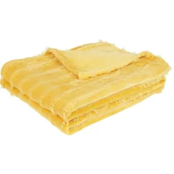 Plaid flanelle à franges uni 127x152 cm