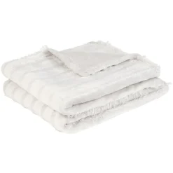 Plaid flanelle à franges uni 127x152 cm