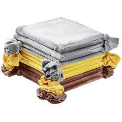 Plaid flanelle avec pompon 130 x 160