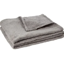 Plaid flanelle embossé gris 130x160cm design wording et cashmere