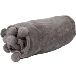 Plaid gris clair à pompons