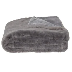 Plaid imitation fourrure uni gris polyester 300 g/m²