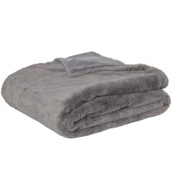 Plaid imitation fourrure uni gris polyester 300 g/m²