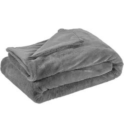 Plaid imitation fourrure uni gris polyester 300 g/m²