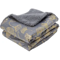 Plaid imprimé lotus doré dos sherpa