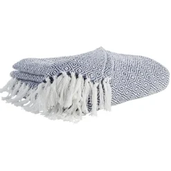 Plaid imprimé motifs losanges bleus et blancs